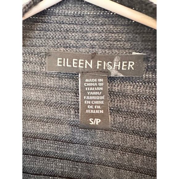 Eileen Fisher 100% Merino Wool Pleated Ribbed Cardigan Gray Size Small - Picture 2 of 5